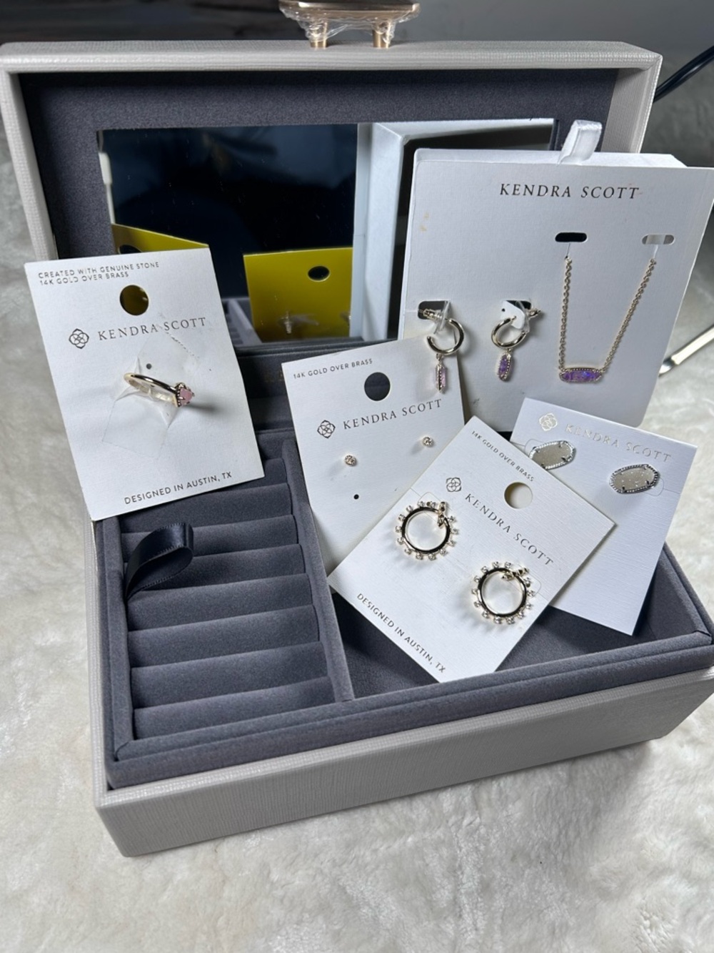 NEW- KENDRA SCOTT Bundle Lot - Jewelry Box, Earrings, Ring, Necklace Set NWT